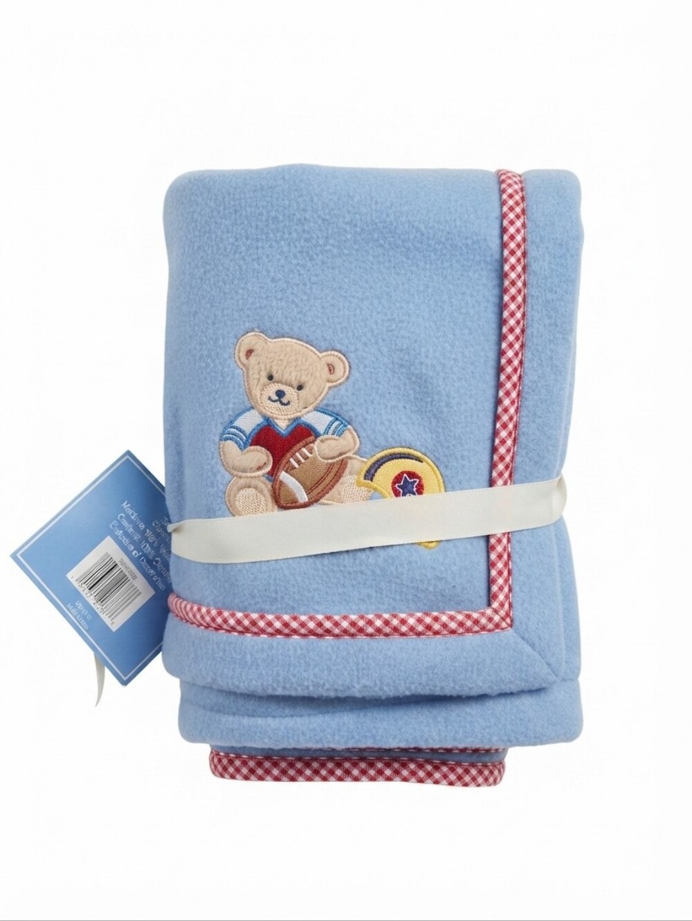 NWT Vintage Deadstock Tiddliwinks Li'l Sport Fleece Baby Blanket Blue Football